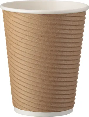 Produktbild von 25 Kaffeebecher Coffee to go 300ml doppelwandig Ø 90x108mm braun geriffelt