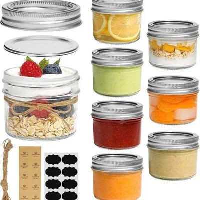 Produktbild von Famanu Weckgläser 125 ml mit Schraubdeckel und Etiketten - Set von 8