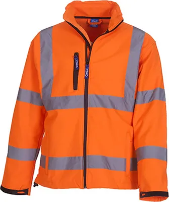 Immagine prodotto di YOKO HVK09 | Giacca Softshell ad alta visibilità con 2 bande e bretelle - Colore: Arancione - Taglia: 4XL