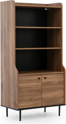 Produktbild von Bücherregal mit Türen Nero R2D, geräumiges Standregal, Wohnzimmerregal mit Metallfuße (Farbe: Brandy Castello)