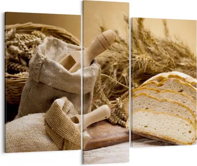 Produktbild von Bild auf Leinwand - Leinwandbild - Brot Essen Holz - 95x80cm - Wand Bild - Wanddeko - Wandbilder - Leinwanddruck - Bilder - Kunstdruck - Wanddekoration - Leinwand bilder - Wandkunst - CB95x80-2398