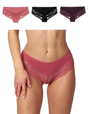 Produktbild von Snocks Hipster Damen mit Spitze aus Baumwolle, 3er Pack – Größe XL, 3x Mix2