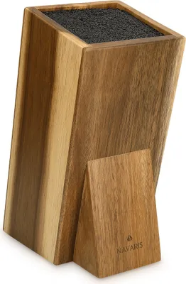 Produktbild von Navaris Universal Messerblock aus Holz - Messerblock Ohne Messer Akazienholz - Messerhalter mit Borsteneinsatz - Messer Block leer - Messerständer -