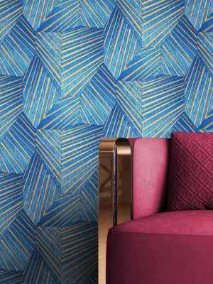 Produktbild von NEWROOM Tapete Blau Vliestapete Leicht Glänzend - Mustertapete Grafisch Gold  Muster   Glamour