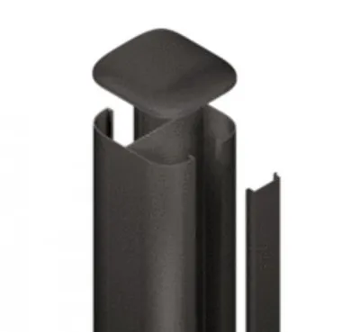 Produktbild von TraumGarten Anthrazit 100x100x3000 mm Pfosten mit Montageanker, SYSTEM WPC ALU Basic zum Aufschrauben, Zaunbohlenpfosten, Metall Pfostenkappen Endprofil, Wetterfest Einfache Montage