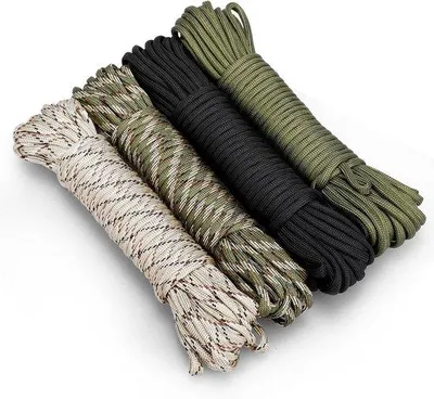 Image de 4 cordes en nylon de 4 mm x 10 m, vert/noir, ultra-résistantes