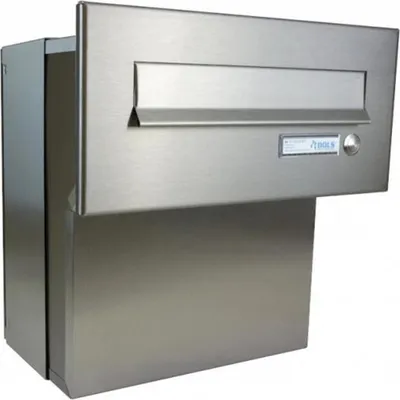 Produktbild von F-04 Durchwurfbriefkasten 100% Edelstahl mit Klingel Tief 18-27cm