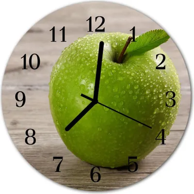 Produktbild von Glasuhr Wanduhr Küchenuhr Echt-Glas 30fi cm Äpfel grün