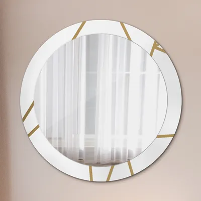 Produktbild von Ø80cm Spiegel - Glasrahmen mit Aufdruck - Wandspiegel Schlafzimmer - linear Komposition
