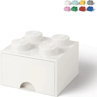 Produktbild von LEGO Brick Schubladenbox mit 4 Knöpfen - Weiß