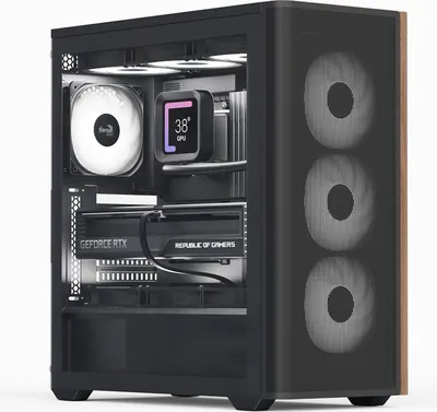 A computer tower case with internal components visible.