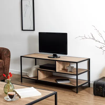 Produktbild von Edison 3-stufiger TV-Ständer aus Metall und Holz