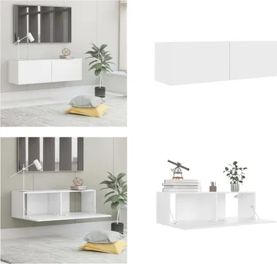 Image de vidaXL Armoire TV Blanc 100x30x30 cm Bois composite - Armoire TV - Meubles TV - Sideboard