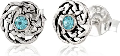 Produktbild von Paar 925 Sterling Silber Keltische Gothic Ohrstecker Edina Türkis Kristall 7054