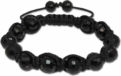 Image de SilberDream Femme Shamballa Bracelet 18-23cm noir avec 14 boules de verre SDA914