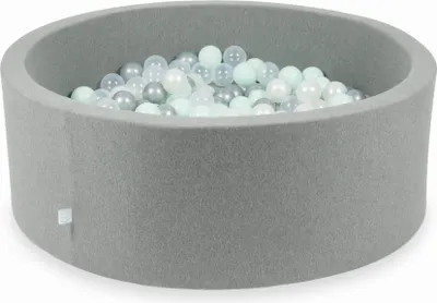 Produktbild von Dry Grey Pool 110x40 mit 500 Bällen: Transparent, Perlmutt, Silber, Hellmint