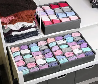 Kleiderbox-Organizer für Kleidung, Socken und Unterwäsche - 3 Stück - Dunkelgrau
