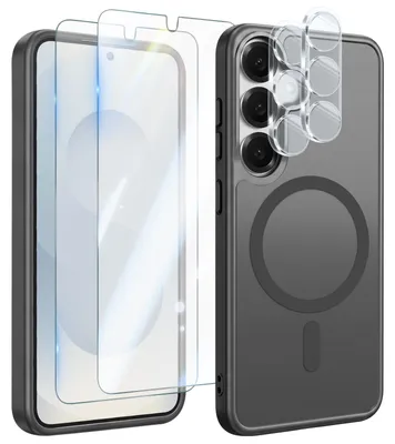 Immagine prodotto di Avizar, custodia protettiva MagSafe per Galaxy S25, con 2 vetri temperati e 2 pellicole protettive per la fotocamera, colore nero