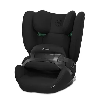 A black Cybex child car seat is shown against a white background.