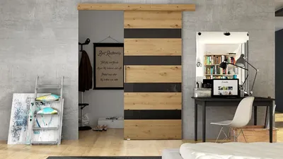 Obrázek produktu pro Posuvné dveře MIRAN 5 - 70 cm, dub artisan / černé sklo