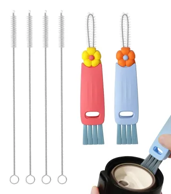 Image de Kit de nettoyage de pailles, 6 pièces - 3 en 1, avec brosse pour pailles