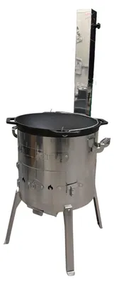Produktbild von Utschak Timur Ø40 cm Edelstahl mit Kazan 12L Ringplatte Grilldeckel Schaumlöffel