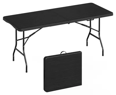 Produktbild von Klappbarer Gartentisch - Campingtisch - Für 8 Personen - Wetterfest - 180 x 74 x 74 cm - Mit Tragetasche - Schwarz