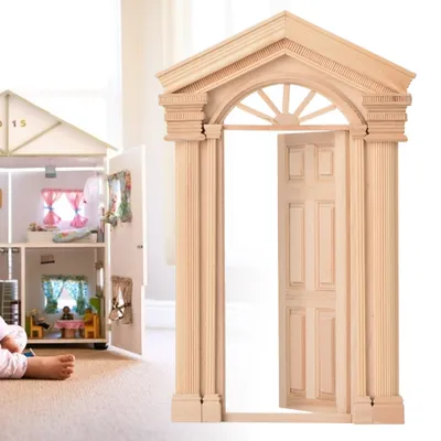 Obrázek produktu pro 1:12 domeček pro panenky DIY mini dveře dřevěná věžička okno sluneční dveře domeček pro panenky nábytek doplňky pro děti
