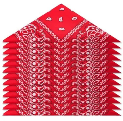 Produktbild von AOMIG Bandana Damen Herren,12pcs Nickitücher Kopftuch Halstuch Männer, Uni Tuch Bindetuch, Headwear Haar Schal Paisley Muster - Taschentuch/Halstuch , Rot (55 x 55 cm)