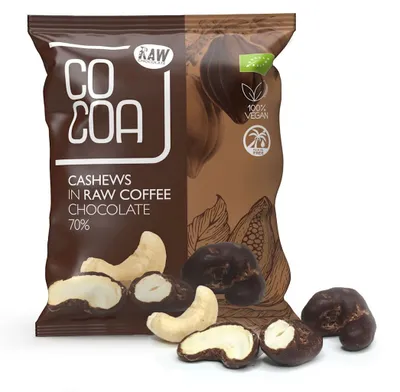 Zdjęcie produktu dla ORZECHY NERKOWCA W CZEKOLADZIE KAWOWEJ70 g - COCOA