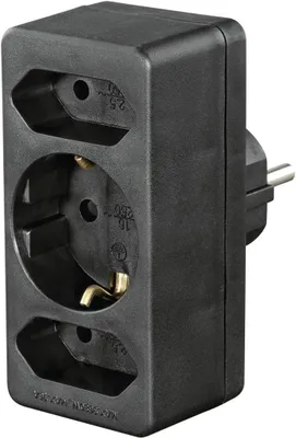 Produktbild von Steckeradapter, 3-fach - Mit Erdung - Eurostecker - Schwarz