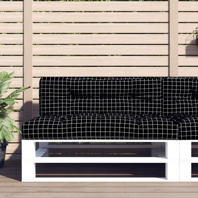 Produktbild von Möbel Palettenkissen Schwarz Karomuster 120x40x12 cm Stoff - Gartenmöbelauflagen 360639