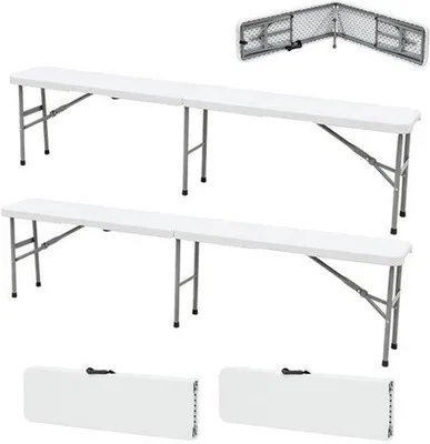 Produktbild von Set aus 2 klappbaren Bänken, 180/180 x 28 x 43,5 cm, mit Tragegriff