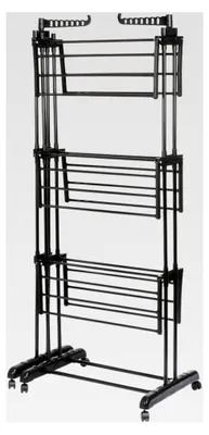 Produktbild von Wäscheständer Metall Schwarz Vertikal Ausziehbar XXL 78-130x64x172 cm