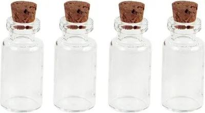 Produktbild von 4 mini 2,4 cm Glasfläschchen mit Kork