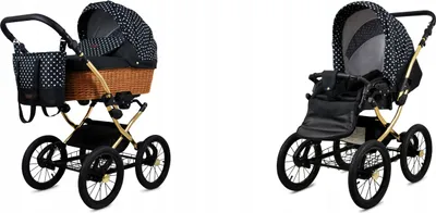 Produktbild von Babylux® Classic Gold | 2in1 Kinderwagen Set | White Dots | Kombikinderwagen | Kinderwagenset |