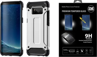 Immagine prodotto di Custodia blindata "HYBRID" + 9H PANZERFOLIE per modelli HUAWEI PanzerCase custodia esterna vetro protettivo in argento compatibile con Huawei Y7 2019
