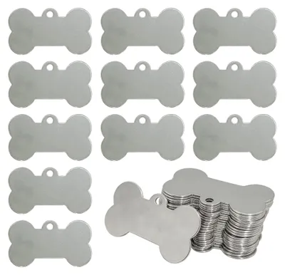 Image de Solidchoice - Coffret de 25 étiquettes en acier inoxydable en forme de pastille pour colliers de chien (50x28 mm)