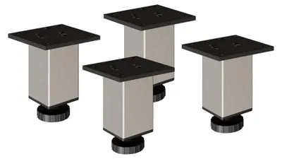 Produktbild von 4er Set sossai Höhenverstellbare Aluminium Möbelfüße 100mm in Edelstahl Optik Schrankfüße Sockelfüße