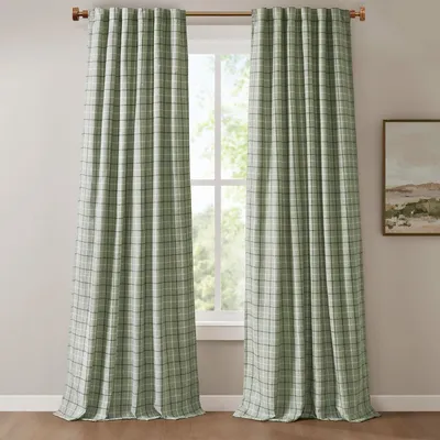 Productafbeelding van Cabin geruite gordijnvenster, thermisch geïsoleerde fleece voering, woonkamer decor lichtblokkerende gordijnen voor slaapkamer, 1-enkel paneel pakket