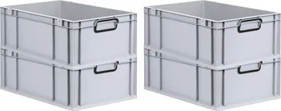 Produktbild von SuperSparSet 4x Eurobox NextGen Color | HxBxT 22x40x60cm | 44 Liter | Griffe schwarz geschlossen | Verstärkter Boden | Grau | Eurobehälter, Transportbox, Transportbehälter, Stapelbehälter