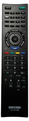 A black remote control with various buttons and labels.