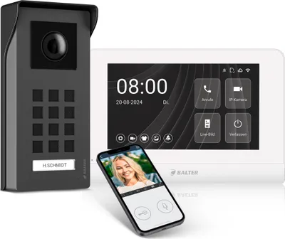 Produktbild von Entri M Video Türsprechanlage, Video Türklingel, 1 Familienhaus mit 7-Zoll HD Monitor, 2-Draht, Aufputz, Smartphone App, Video Full HD Kamera