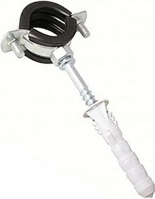 Imagen del producto de Abrazadera para tubo individual, de 5 pulgadas, fabricada en acero galvanizado, con abrazaderas de goma para tubos