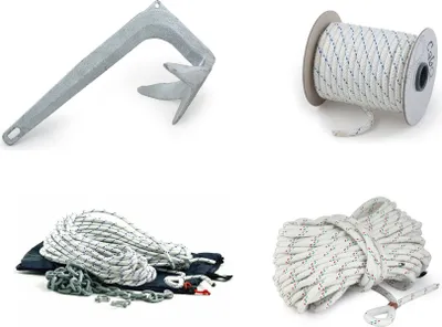 Produktbild von Ankerset Bruce Anker mit Ankerleine 2, 3.5, 5, 7.5kg Ankerseil 6 8 10 12 mm, Länge 15, 20, 30, 40 & 50 m, auch mit Kette Gewicht: 2,0 kg Leine: 10 x 20
