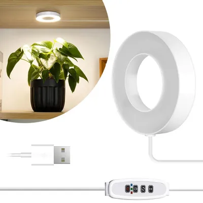 Produktbild von 9cm Pflanzenlampe LED Vollspektrum Pflanzenlicht für Zimmerpflanzen Grow Lampe mit Timer 3 Lichtmodi Dimmbar Wachstumslampen, 1 Ring