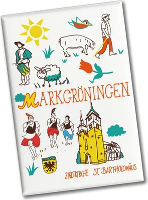 Produktbild von Markgröningen Wimmelbild Souvenir Souvenir Magnet - St. Bartholomäus Kirche