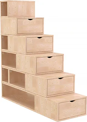Produktbild von Treppenregal 150 cm - Naturlack