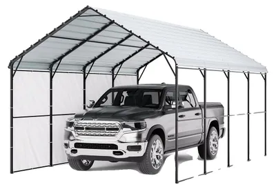 Image de VEVOR Tente garage, 3,6x6x3,15 m Tente garage, Tente voiture avec parois latérales amovibles, Auvent voiture polyvalent pour wagon de marchandises, pick-up, bateau, voiture et tracteur
