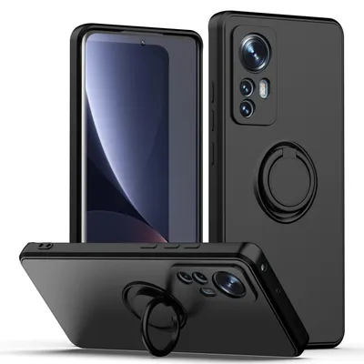 Obrázek produktu pro Xiaomi 12 / 12X Pouzdro, s prstencovým držákem a stojánkem, odolné proti poškrábání, měkký silikon pouzdro pro Xiaomi 12 / 12X černé